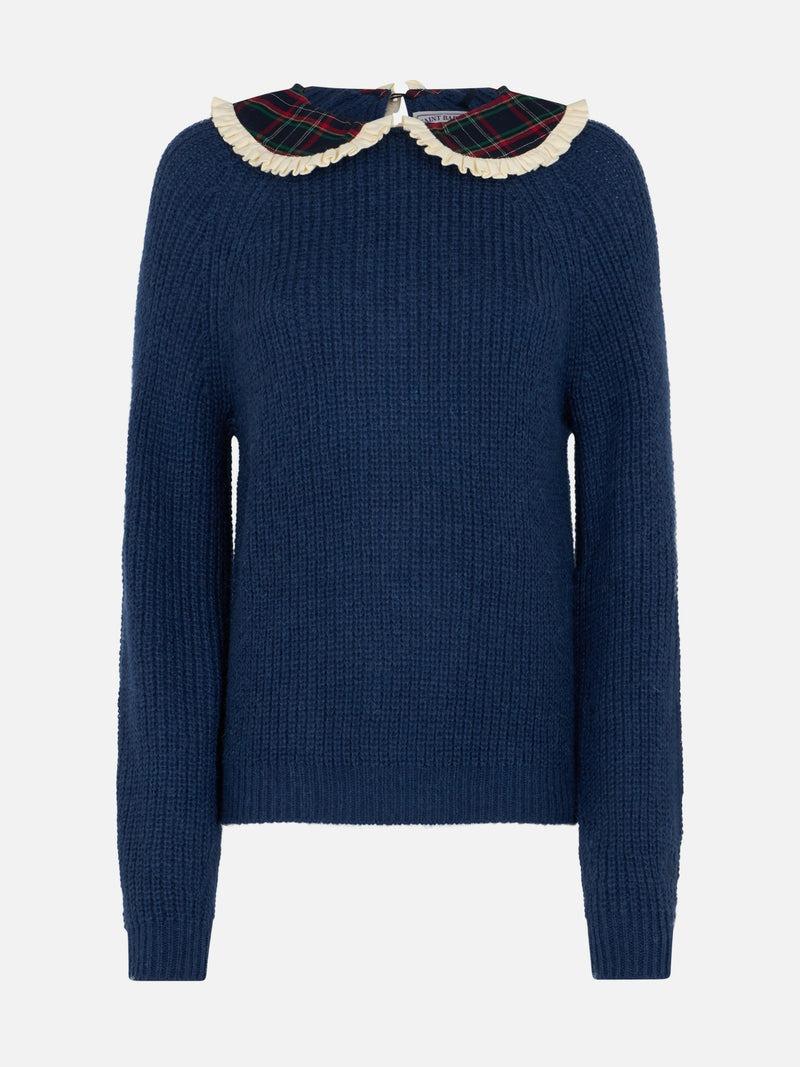Maglione donna misto lana con bavero