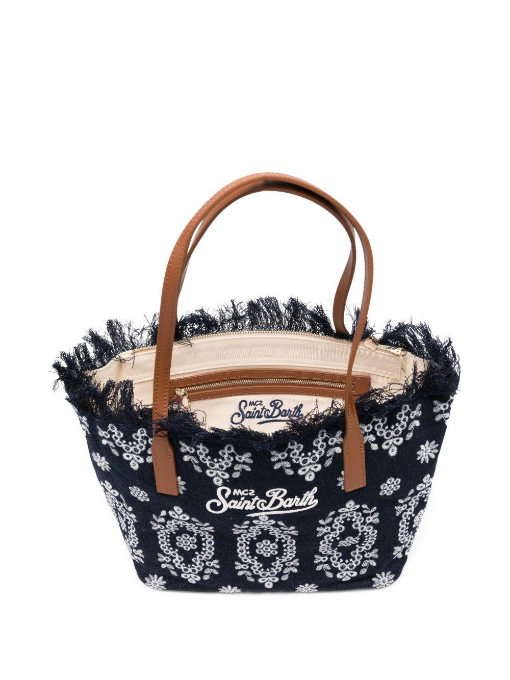 Borsa tote in denim con bordi sfrangiati<BR/> CBMF001 01773L MC2 SAINT BARTH