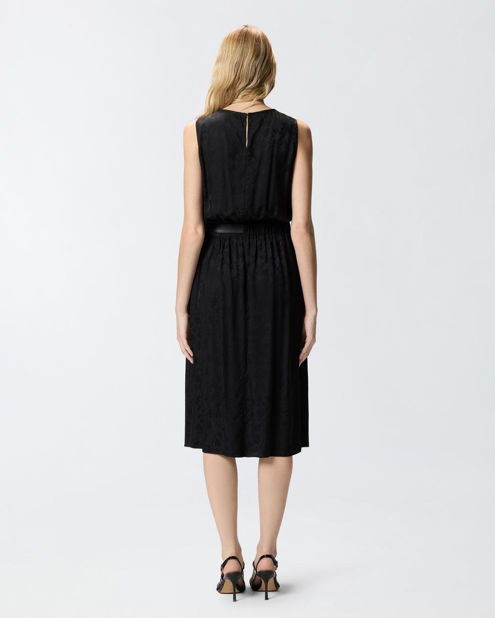Abito midi smanicato in jacquard floreale con cintura<BR/> 106801A3AN Z99 PINKO