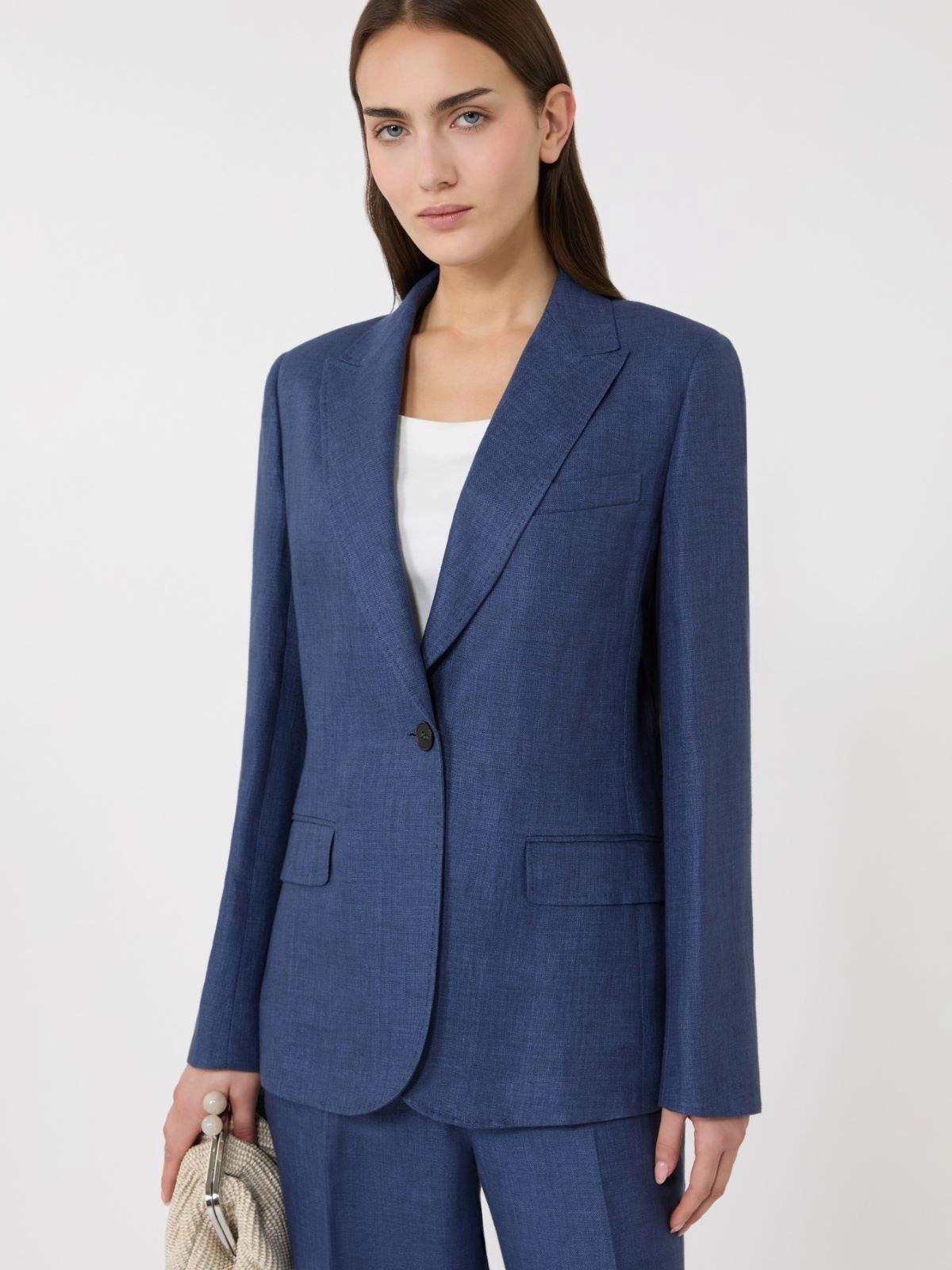 Blazer in canvas di lino - Blu<BR/> WKDNALUT 006 WEEKEND