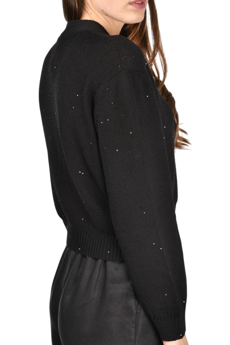CARDIGAN RASATO CON MICRO PAILLETTES