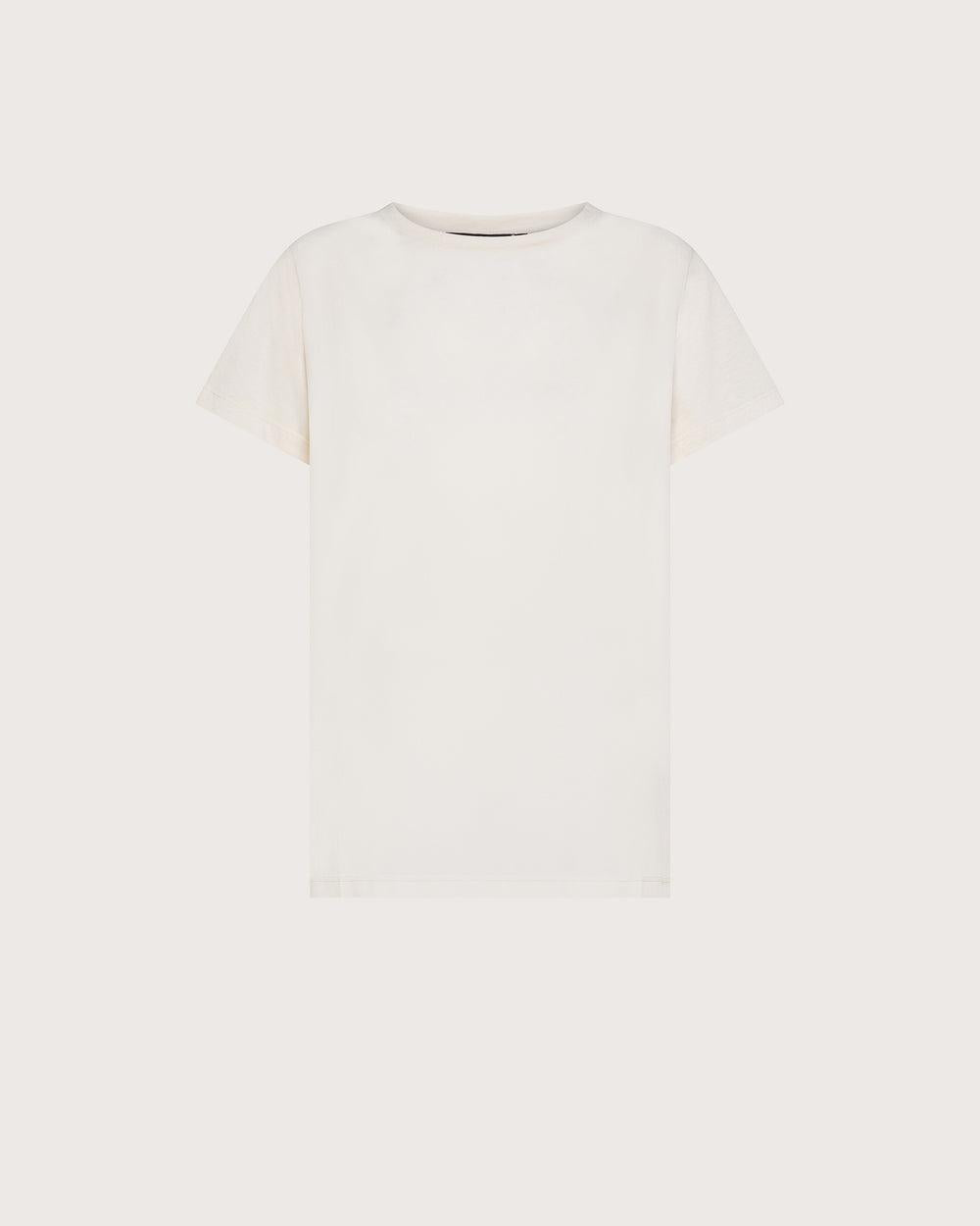 T-shirt girocollo in jersey e crêpe misto seta<BR/> MJ1663890180 006 SEVENTY