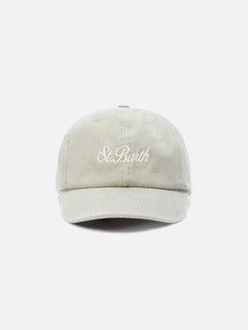 Cappellino Davis con visiera in cotone beige con logo ricamato<BR/> DAS0004 07566L MC2 SAINT BARTH