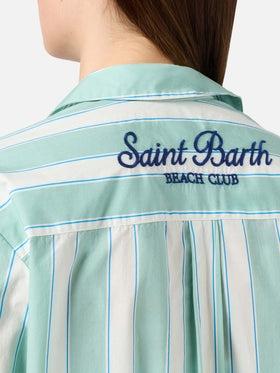 Camicia Brigitte in cotone a righe verdi con ricamo Sport Club BRIG001 00521L MC2 SAINT BARTH