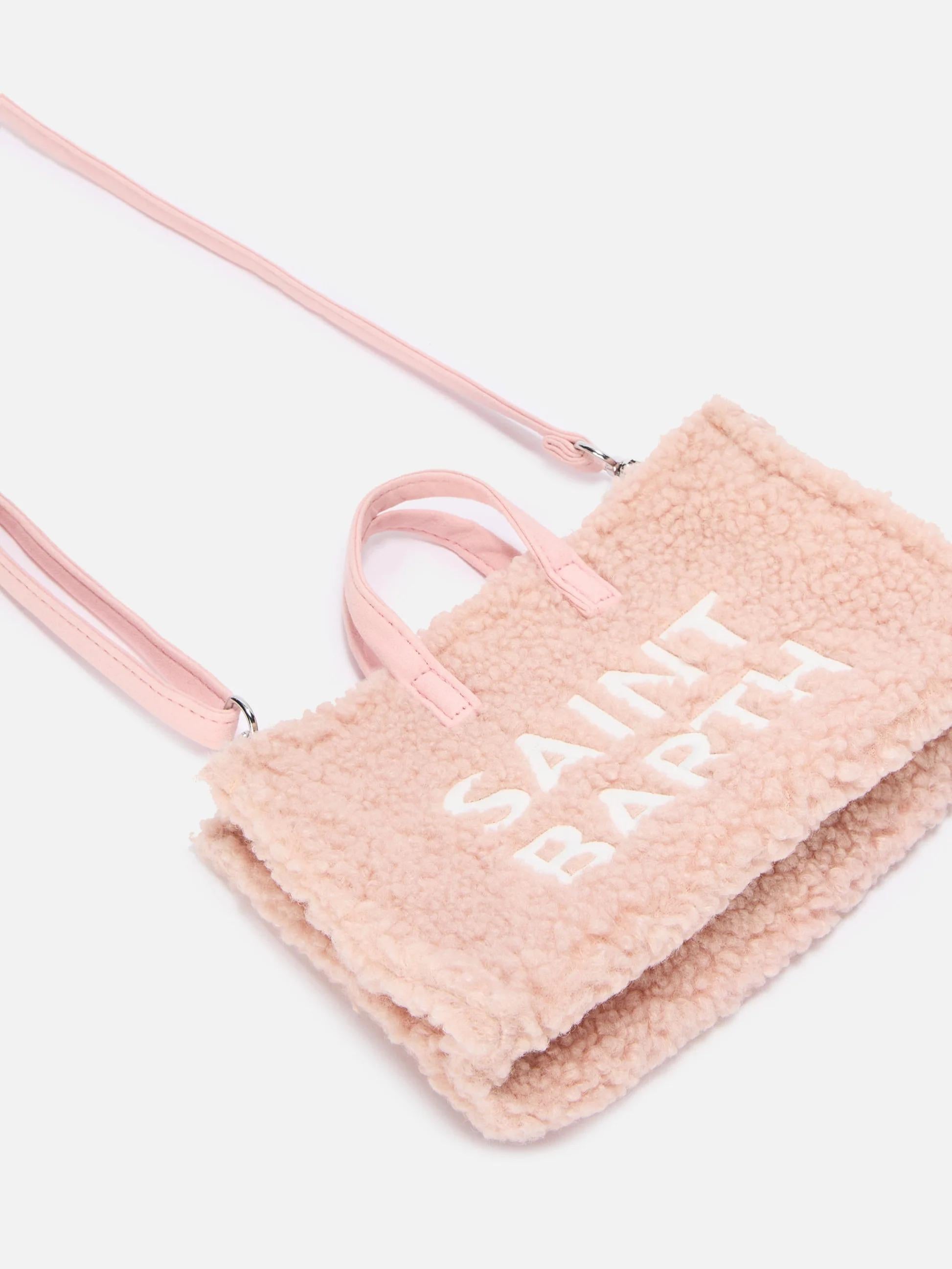 Mini borsa porta telefono Phone Bag Teddy in sherpa rosa<BR/> PHONE004 01494I MC2 SAINT BARTH