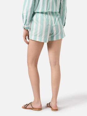 Shorts Meave in cotone a righe verdi MEA002 00521L MC2 SAINT BARTH