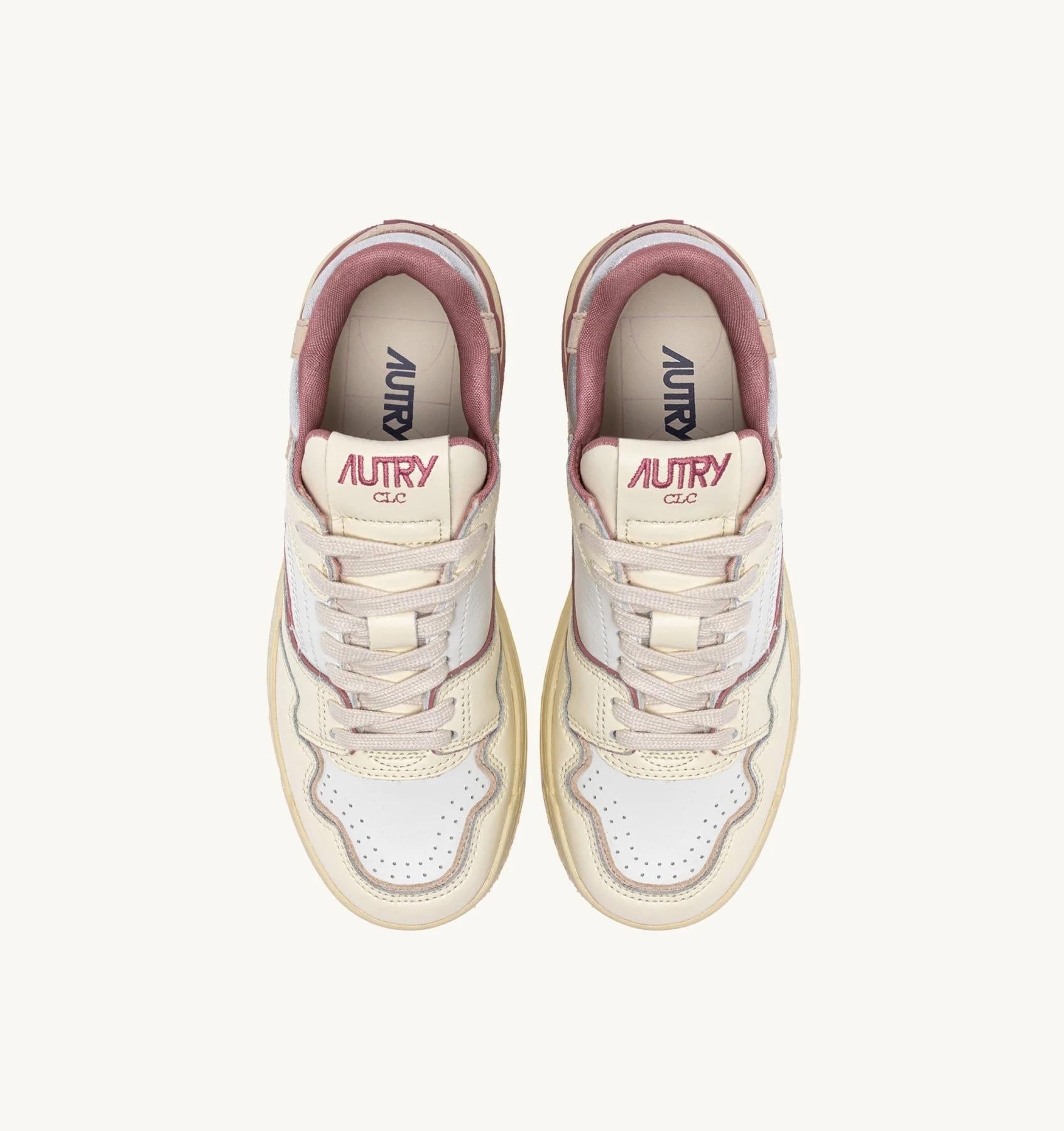 SNEAKERS CLC LOW IN PELLE WHISPER WHITE ASH ROSE E SILVER<BR/> ROLW TE01 AUTRY ACTION SHOES