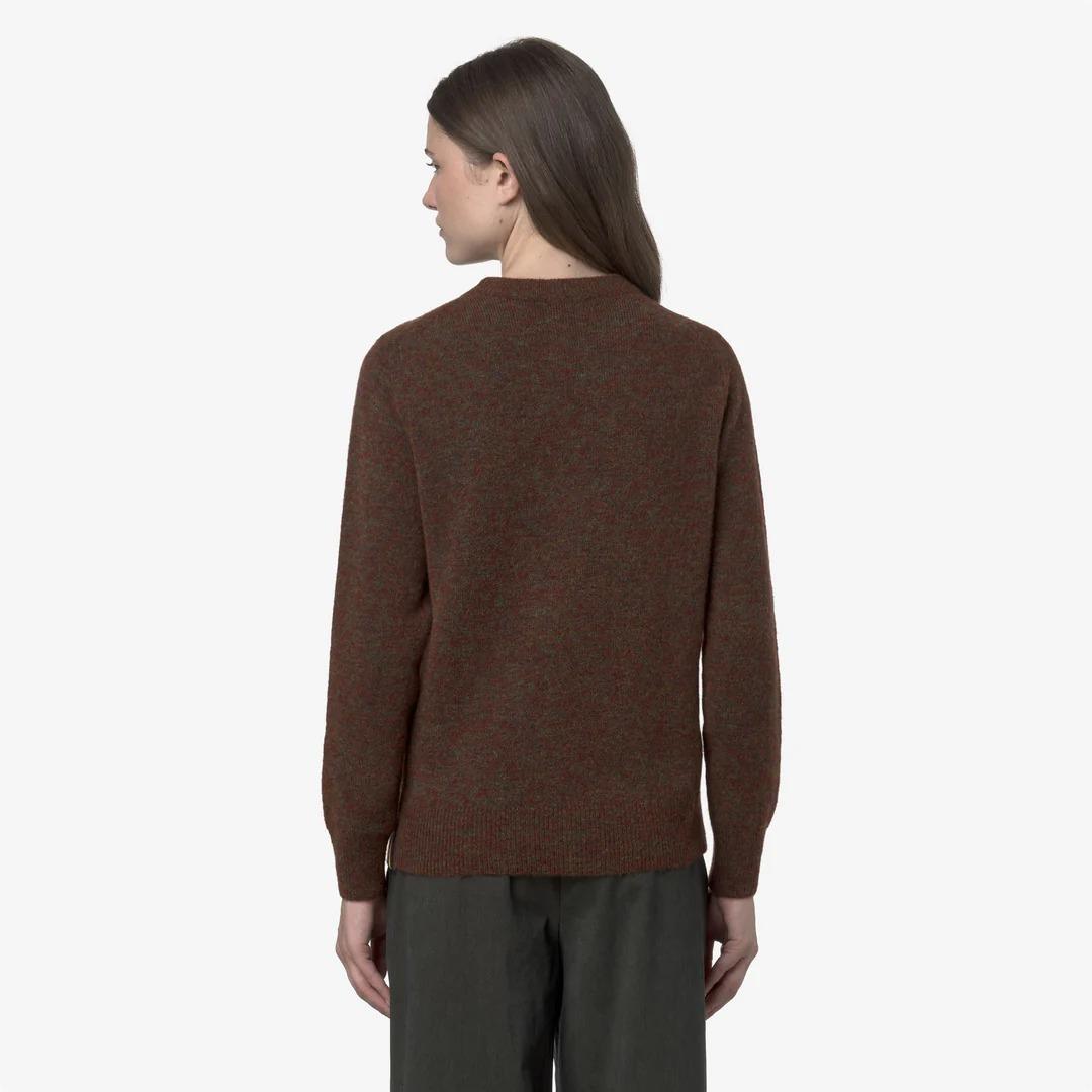 CLARISSE WOOL STRETCH<BR/>BROWN COFFEE MIX<BR/>Maglione girocollo classico da donna marrone K4138MW KB7 K-WAY