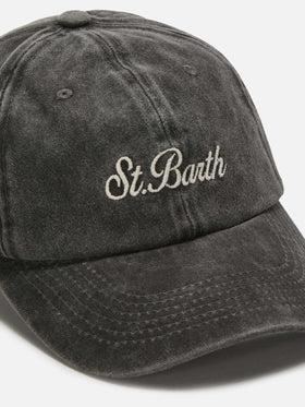 Cappellino Davis con visiera in cotone grigio scuro con logo ricamato DAS0004 07564L MC2 SAINT BARTH