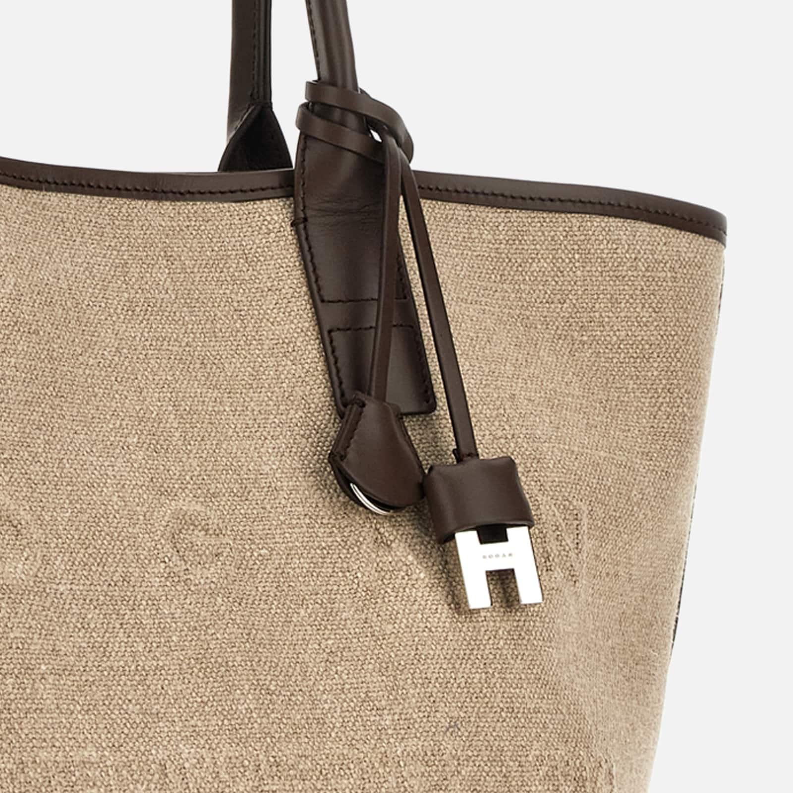 Borsa Shopping Hogan Address Piccola<BR/>Marrone Avorio KBW01TA2200UW8 7E03 HOGAN