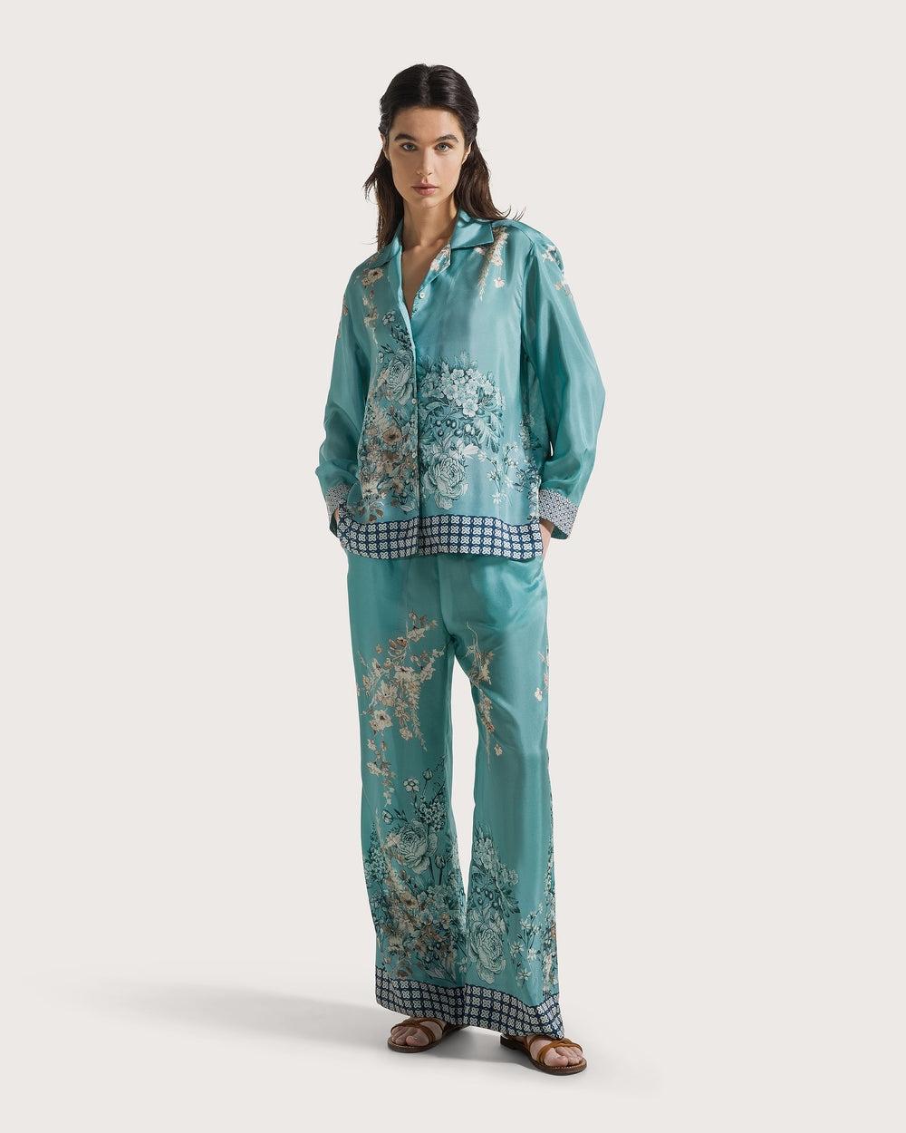 Giacca camicia in seta stampata<BR/> CA1491410137 834 SEVENTY