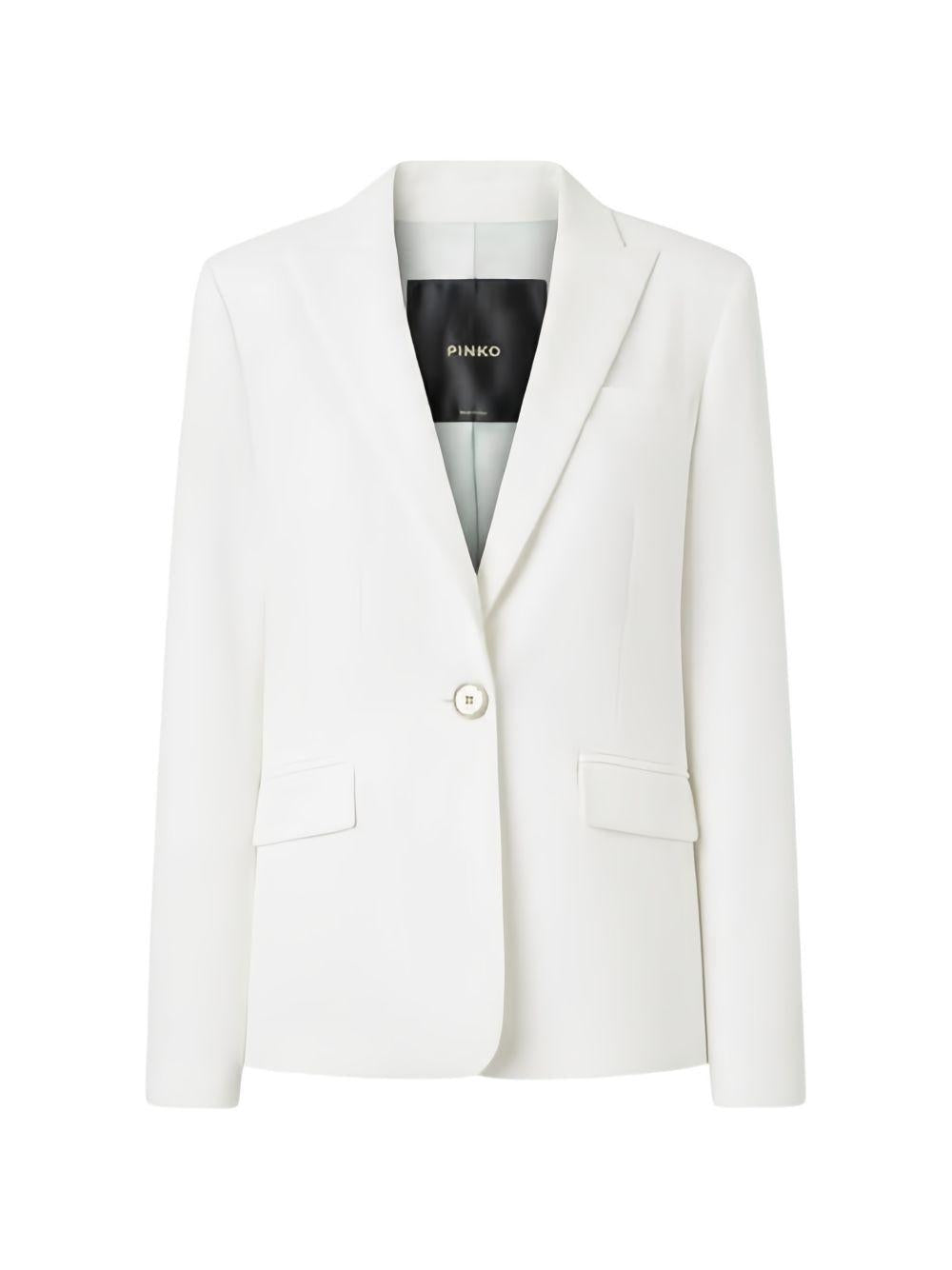 Giacca monopetto bianca da donna in lino 106597A34I Z05 PINKO