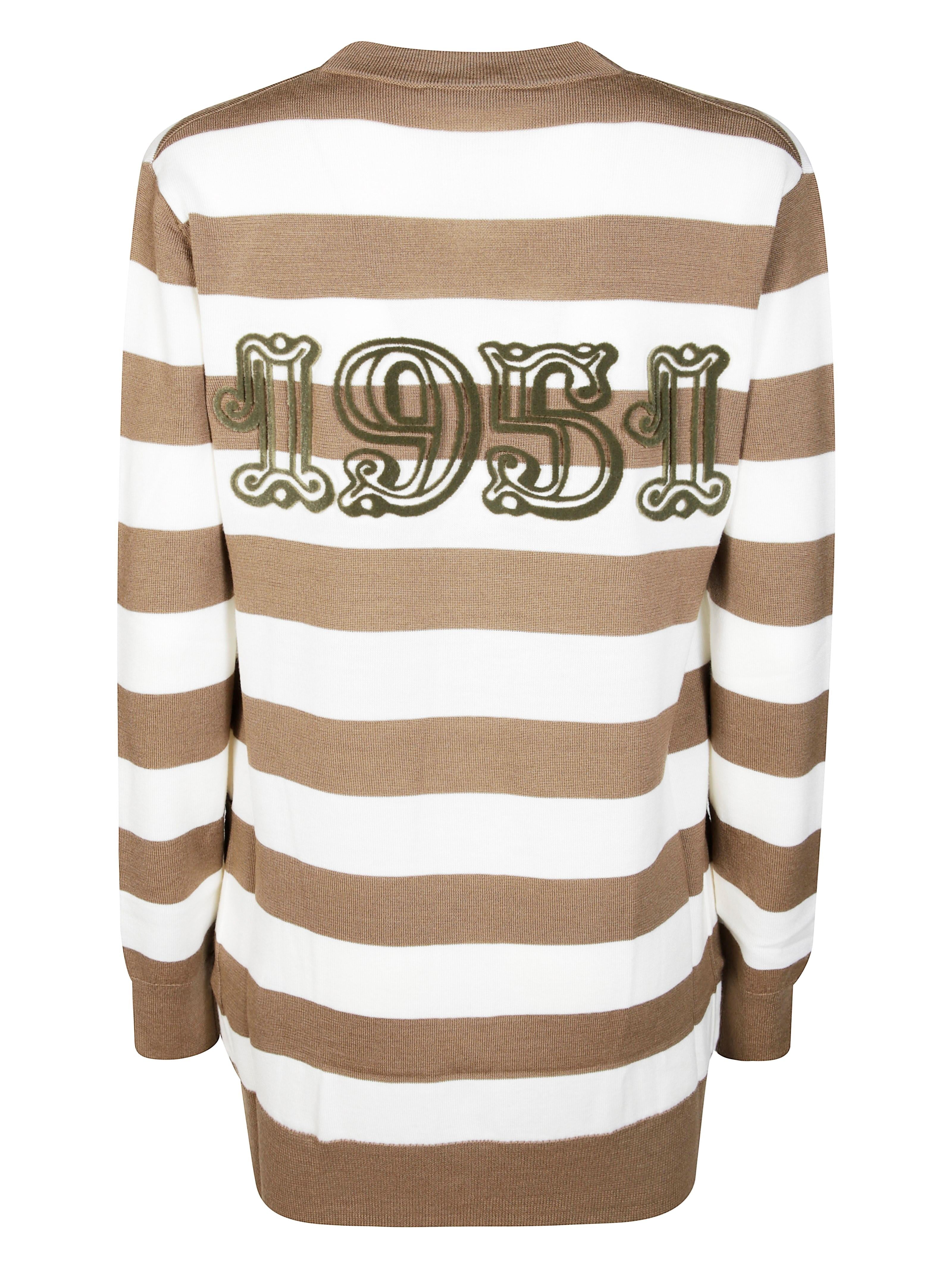 Cardigan a righe fiemme in bianco e cammello FIEMME 009 MAX MARA