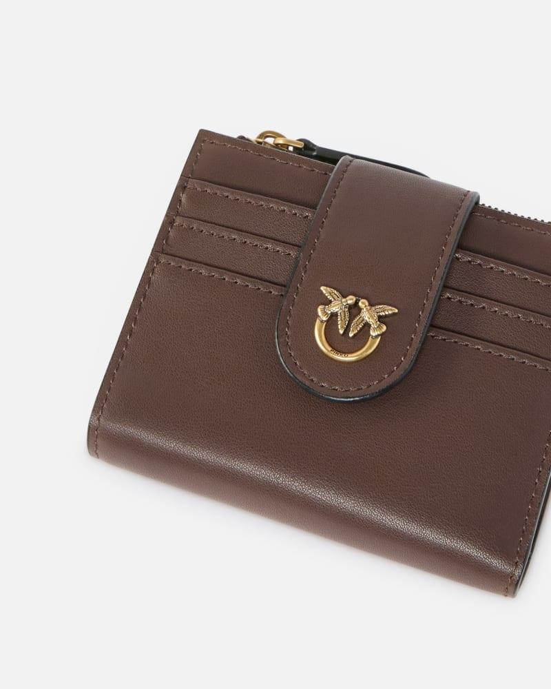 Portafoglio piccolo in pelle liscia con logo<BR/><BR/> 103610A0F1 L74Q PINKO