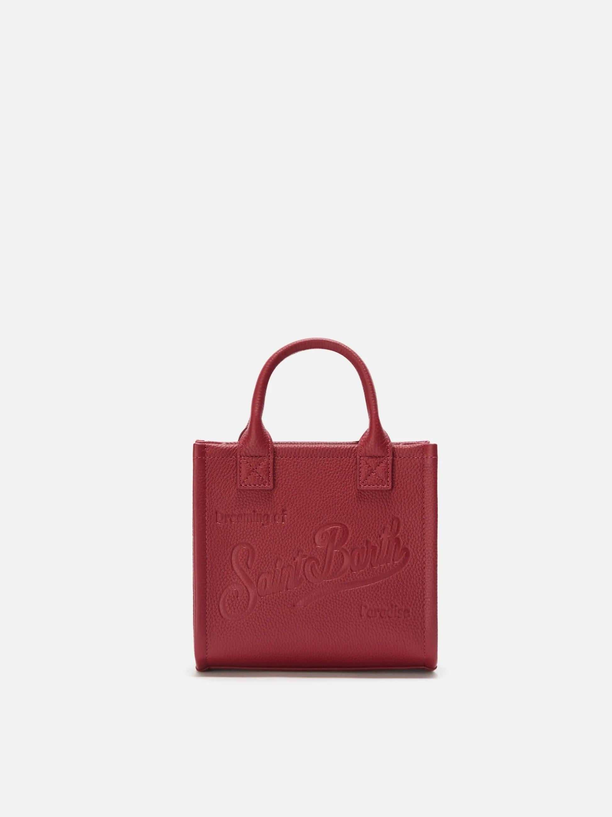 Borsa a spalla Vanity Bag Mini in pelle martellata bordeaux VANMI001 00777I MC2 SAINT BARTH