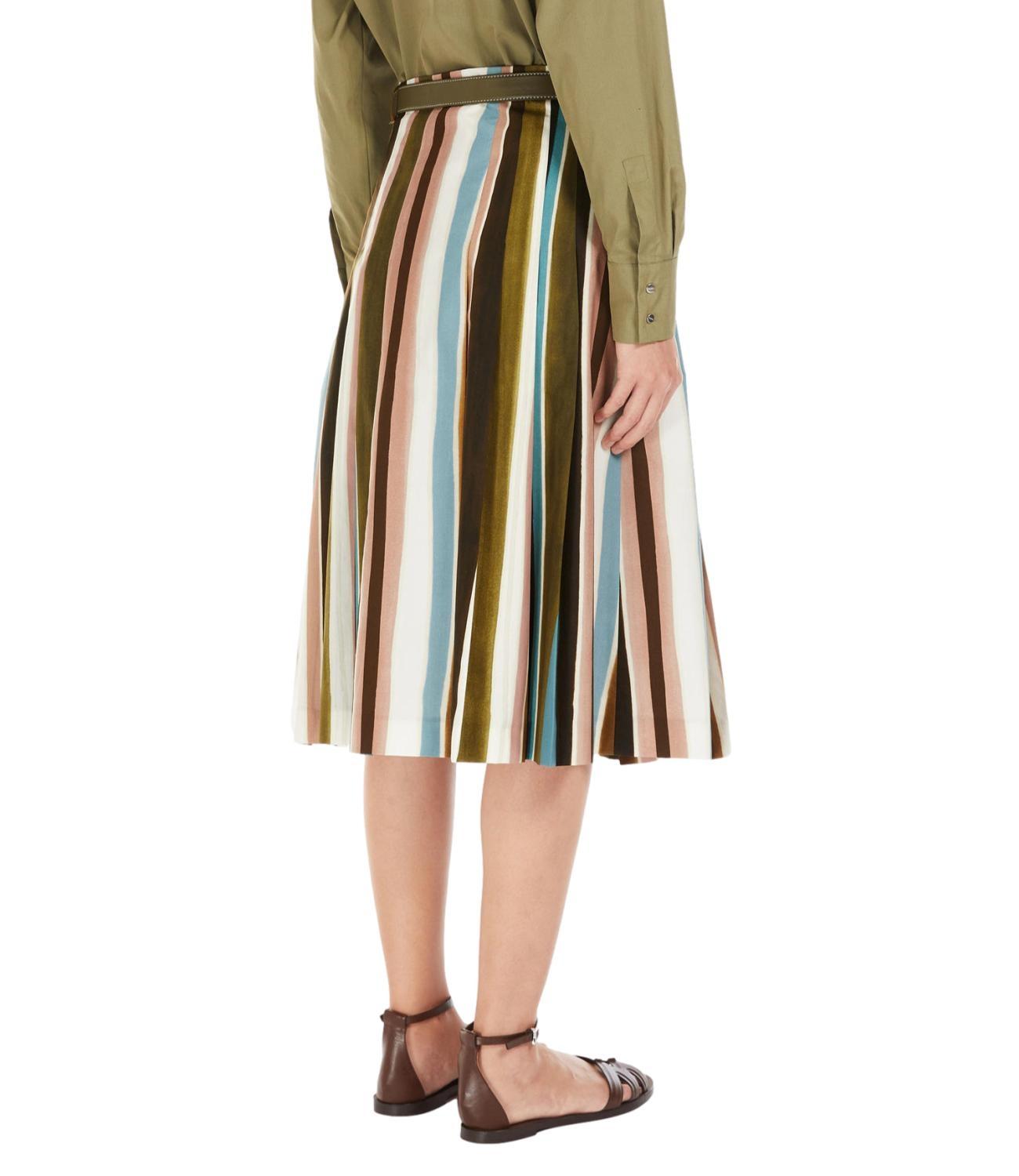 Gonna a pieghe in popeline stampato<BR/> BASSANO 004 MAX MARA STUDIO