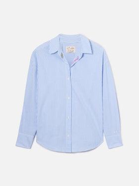 Camicia Cristal in seersucker a righe azzurre con ricami<BR/> CYS0001 00702L MC2 SAINT BARTH