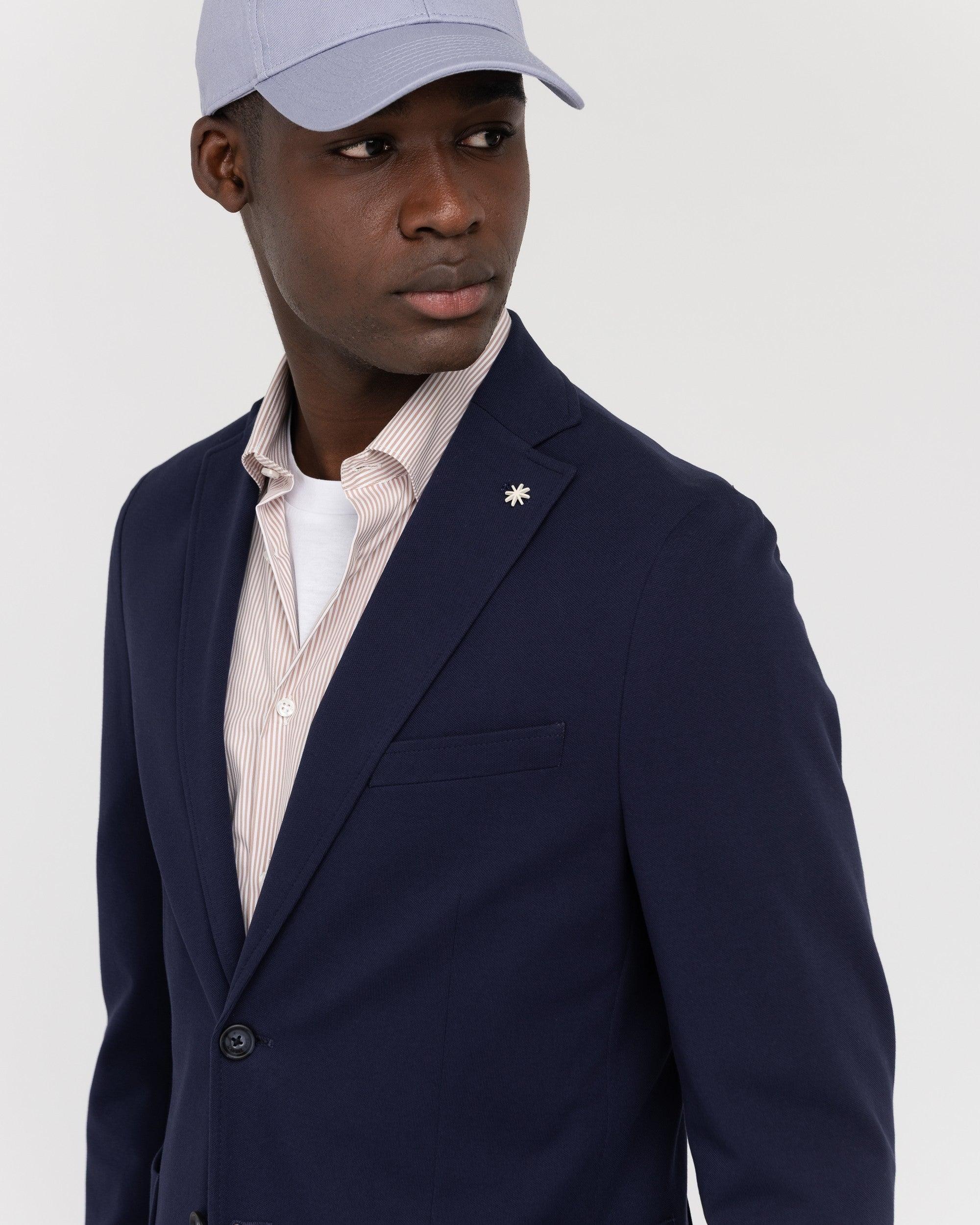 giacca jersey cotone piquet blu<BR/> 3832G2900MC253273 89 MANUEL RITZ