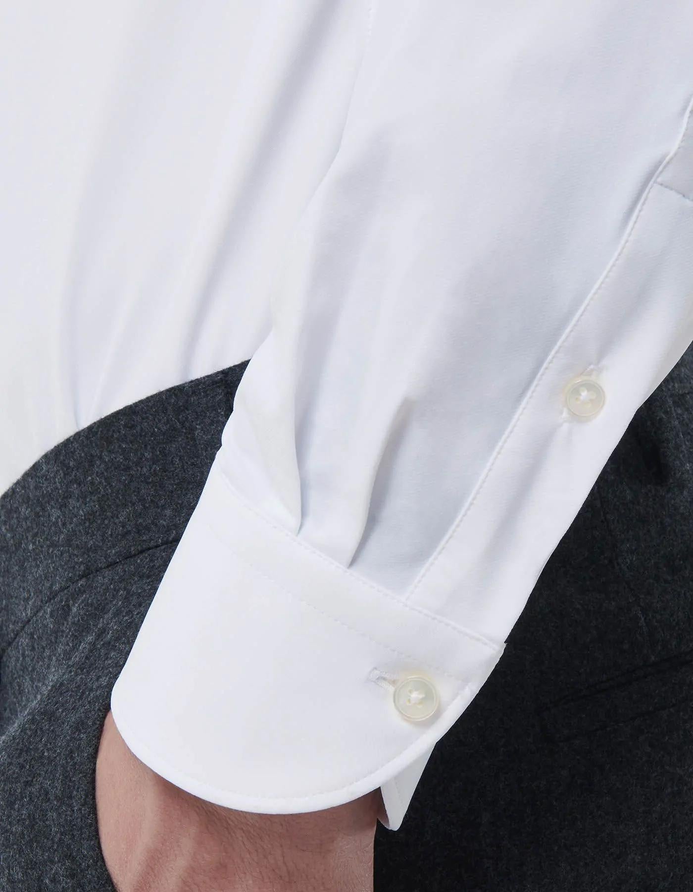 Camicia Collo francese piccolo Tinta Unita Twill Bianco