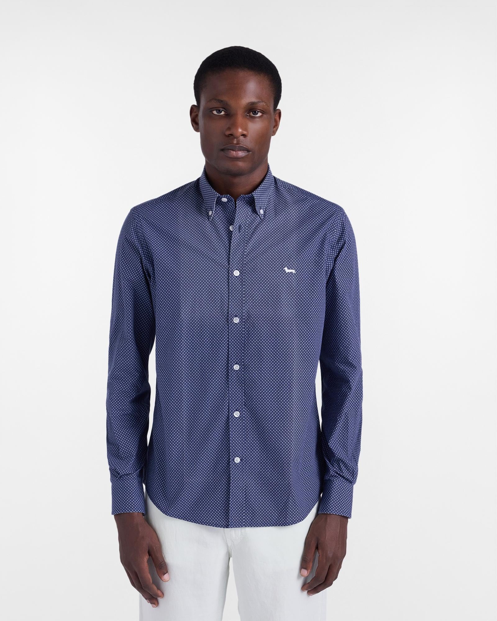 Camicia micro stampa regular fit<BR/> CRQ026013818B 801 HARMONT & BLAINE