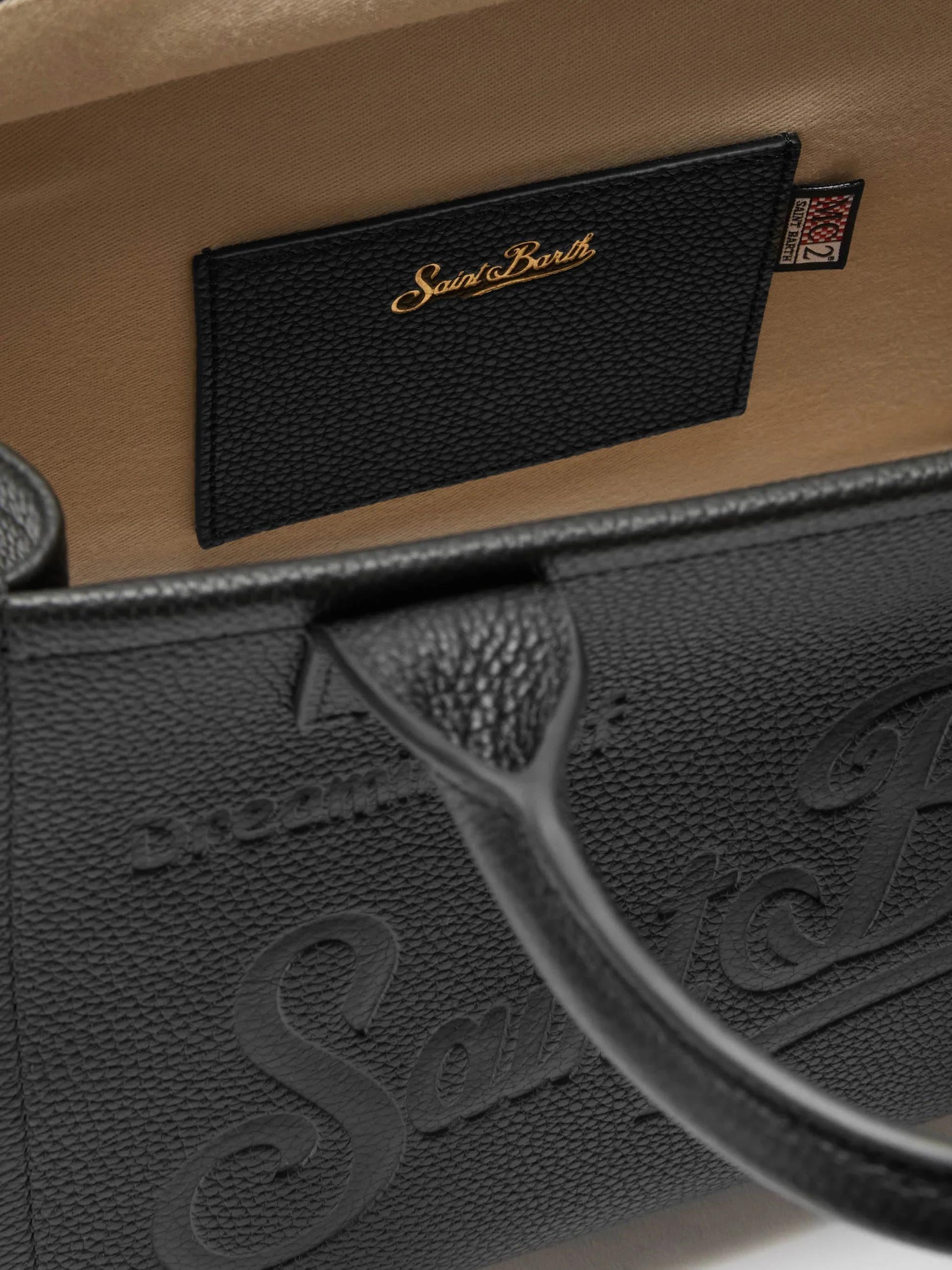 Borsa a spalla Vanity Bag Midi in pelle martellata nera VANMD001 00748I MC2 SAINT BARTH