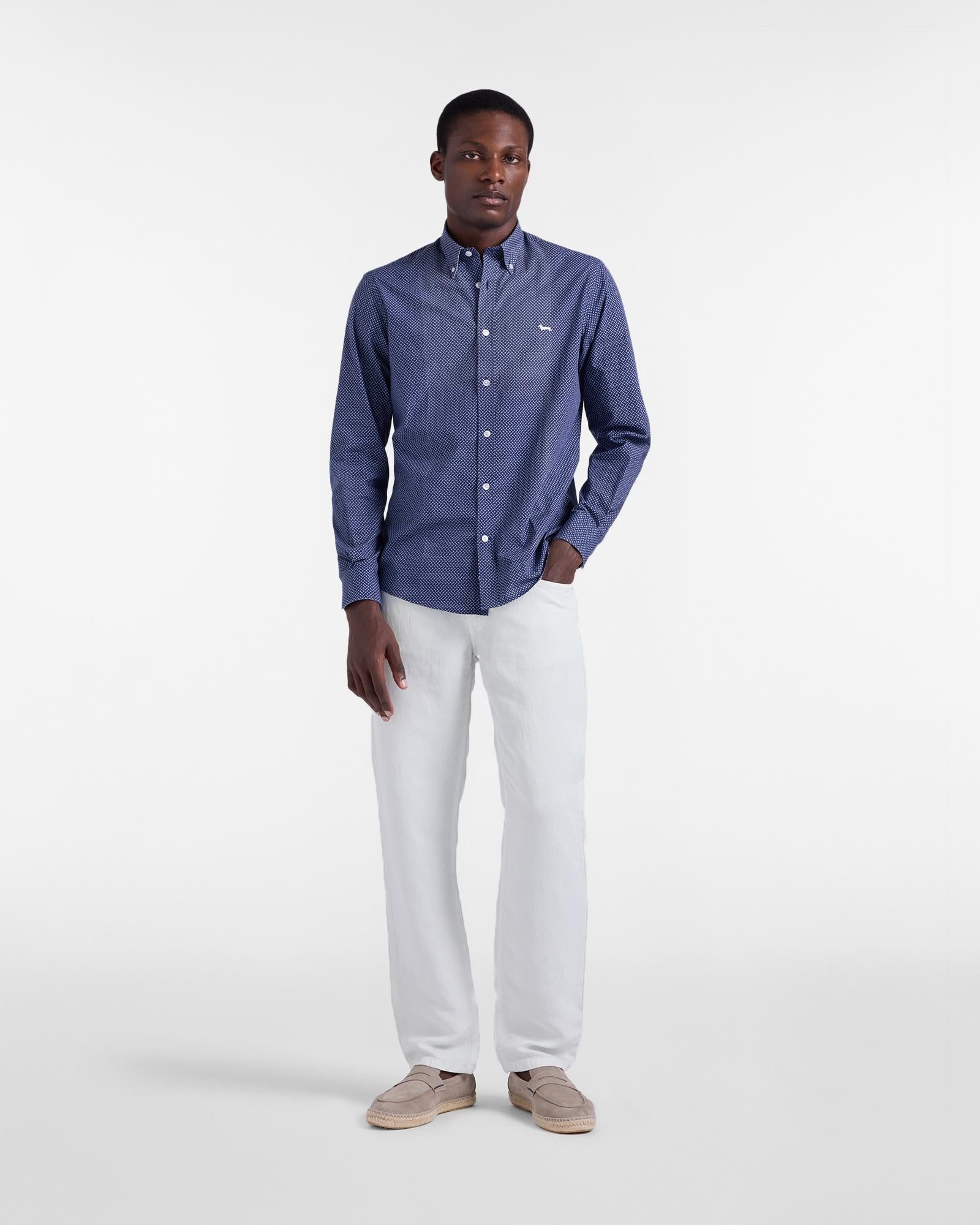 Camicia micro stampa regular fit<BR/> CRQ026013818B 801 HARMONT & BLAINE