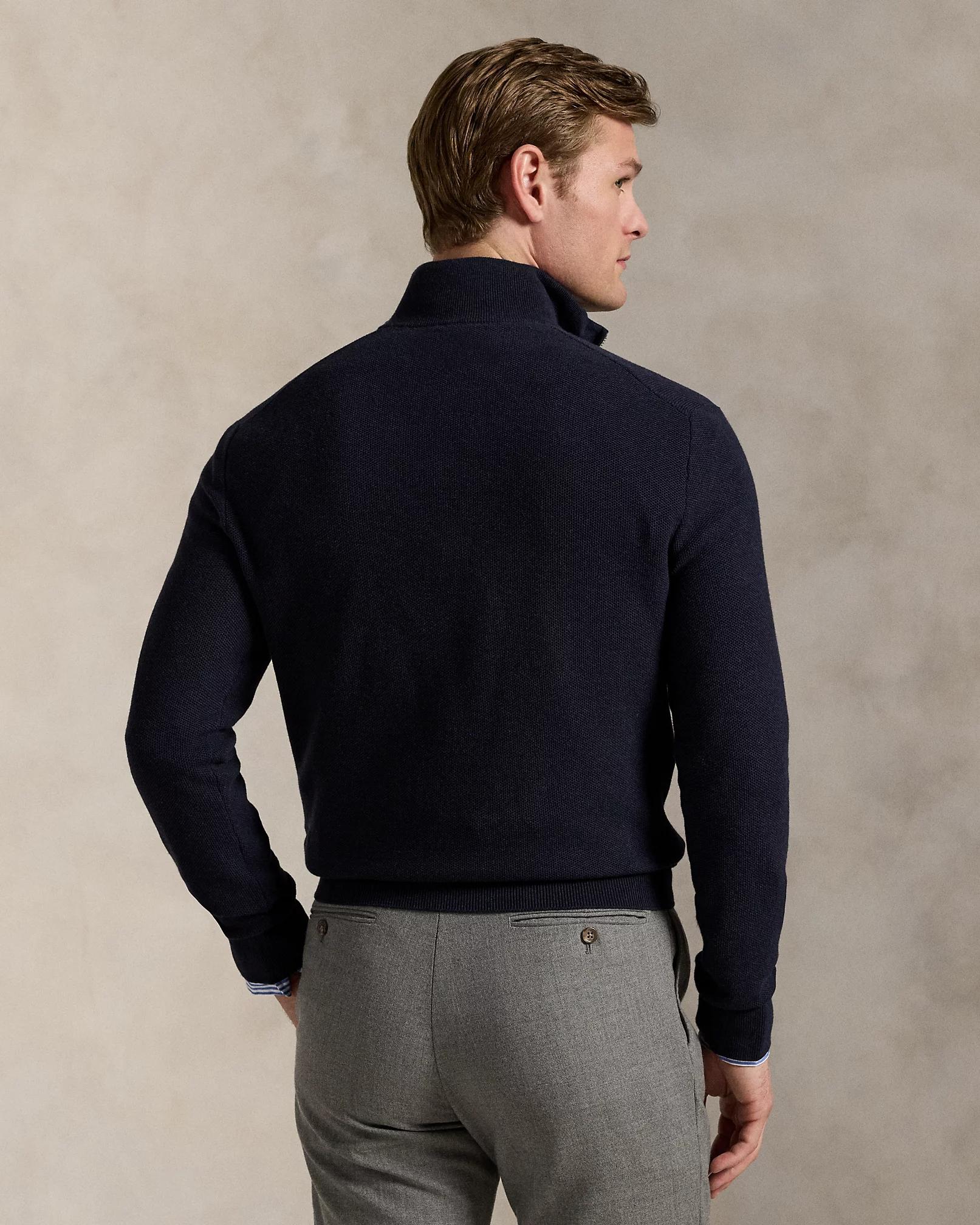 Maglia in piqué di cotone con mezza zip 710932304 001 RALPH LAUREN