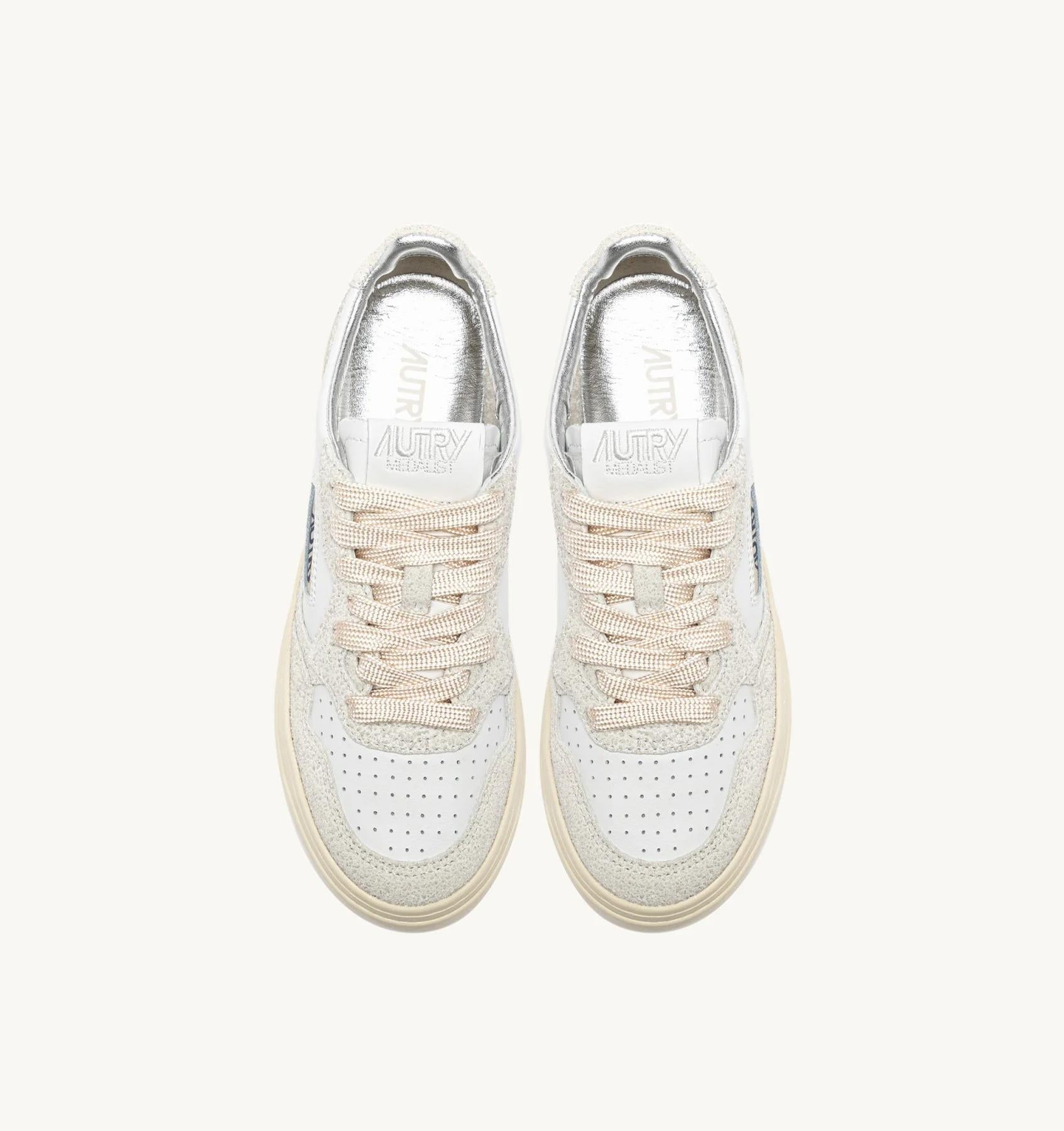 SNEAKERS MEDALIST LOW IN PELLE BIANCA E GLITTER AULW TA01 AUTRY ACTION SHOES
