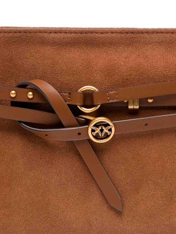 Borsa a spalla media Belt Bag in suede<BR/> 106176A0F6 L17Q PINKO