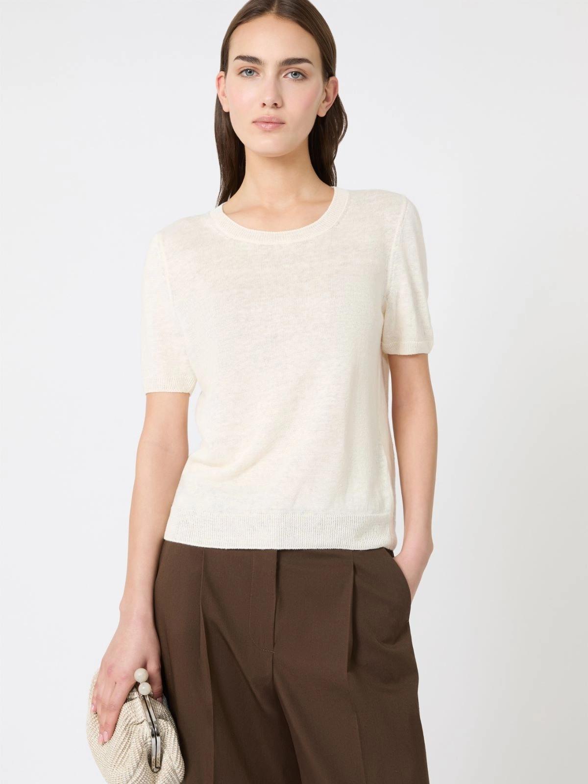 Maglia basic in filato di lino - ECRU<BR/> WKDPANCONE 001 WEEKEND