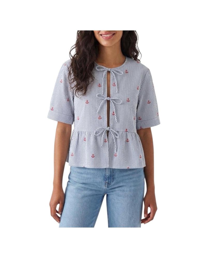 Camicia in cotone seersucker a righe<BR/> AYO0001 00471L MC2 SAINT BARTH