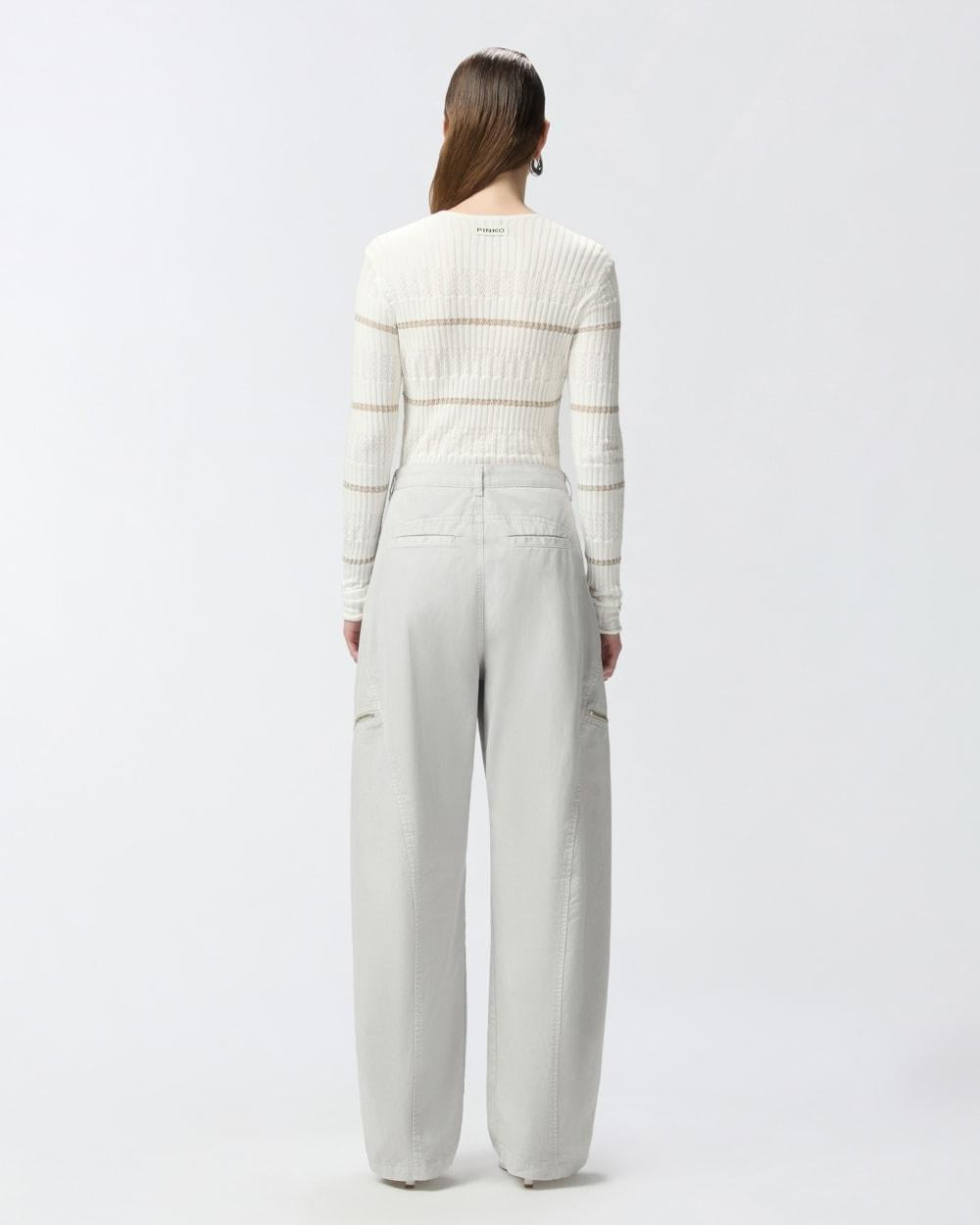 Pantaloni larghi in cotone con zip
