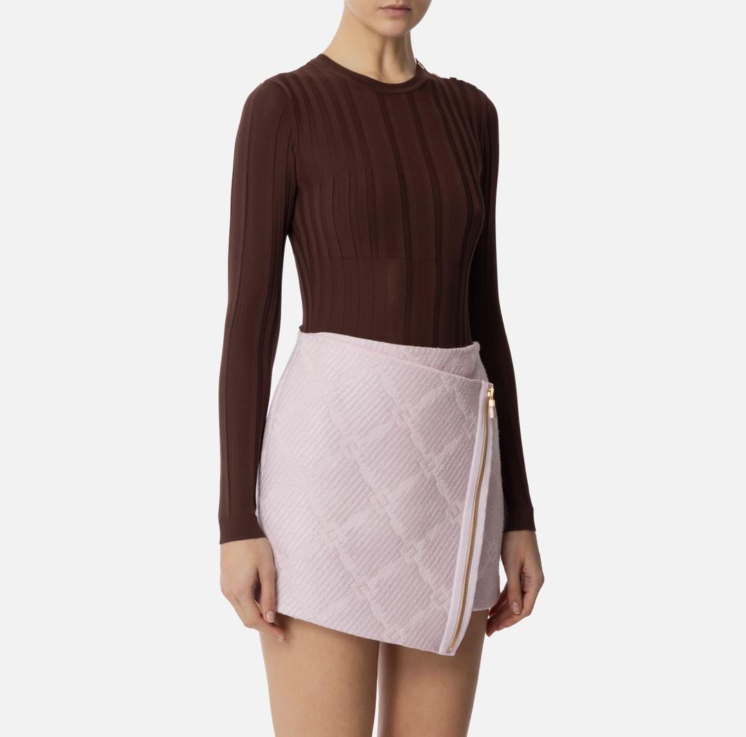 Maglia donna in viscosa con trasparenze e bottoni dorati