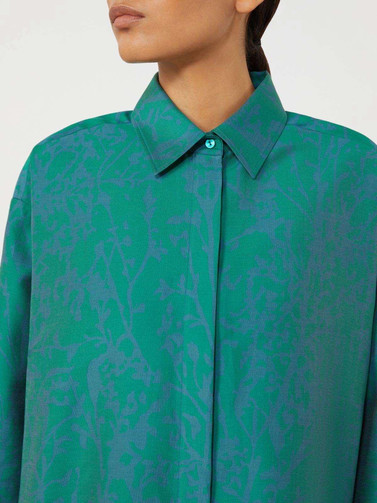 Abito a camicia in cotone e seta stampata - Verde<BR/> MXMBIRD 002 MAX MARA