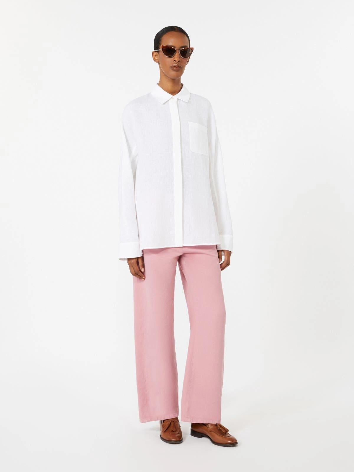 Camicia in tela di lino - Bianco ottico<BR/> SMMGALA 006 S MAX MARA