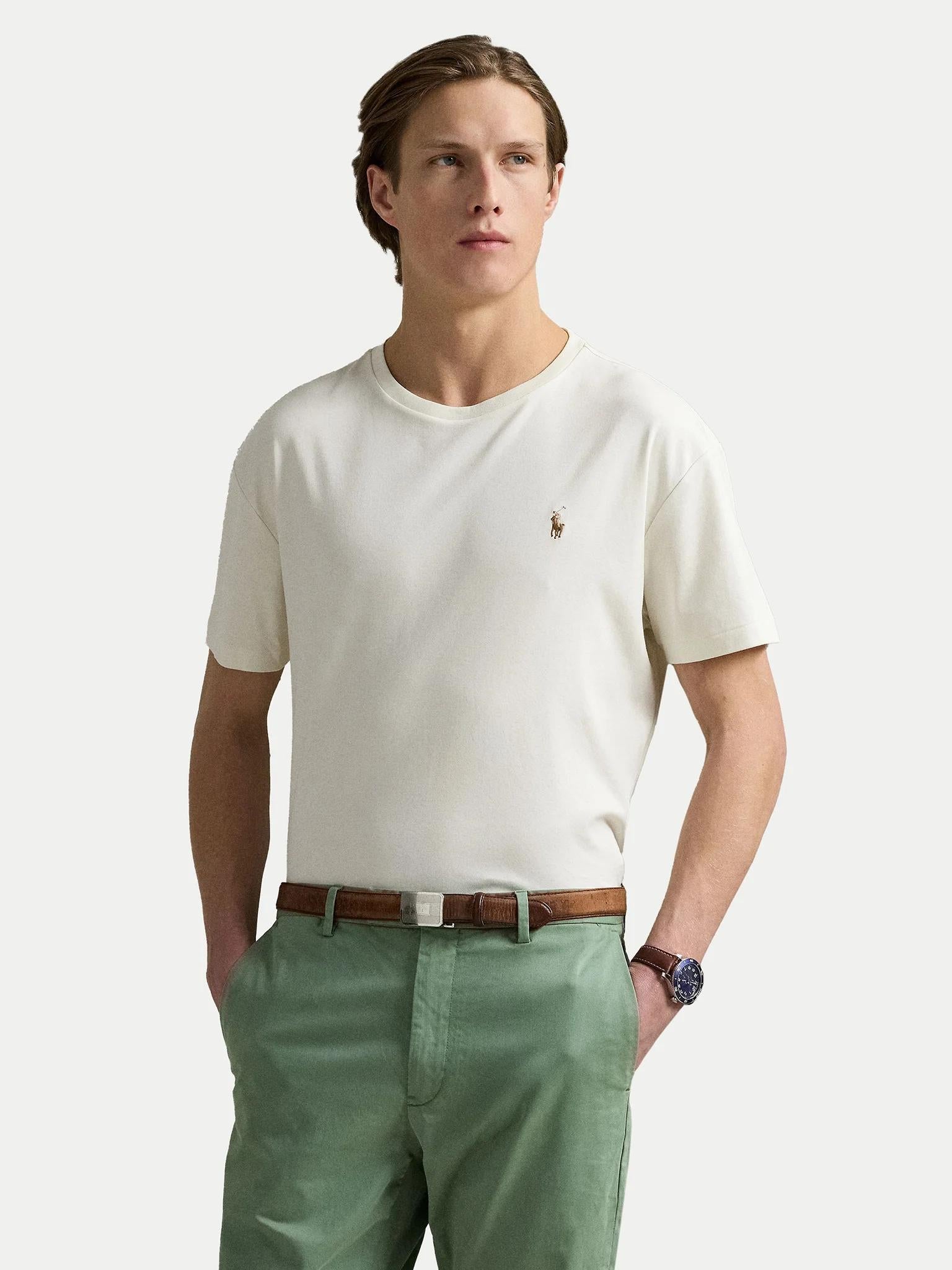 T-shirt in cotone con pony multicolor 710740727 094 RALPH LAUREN