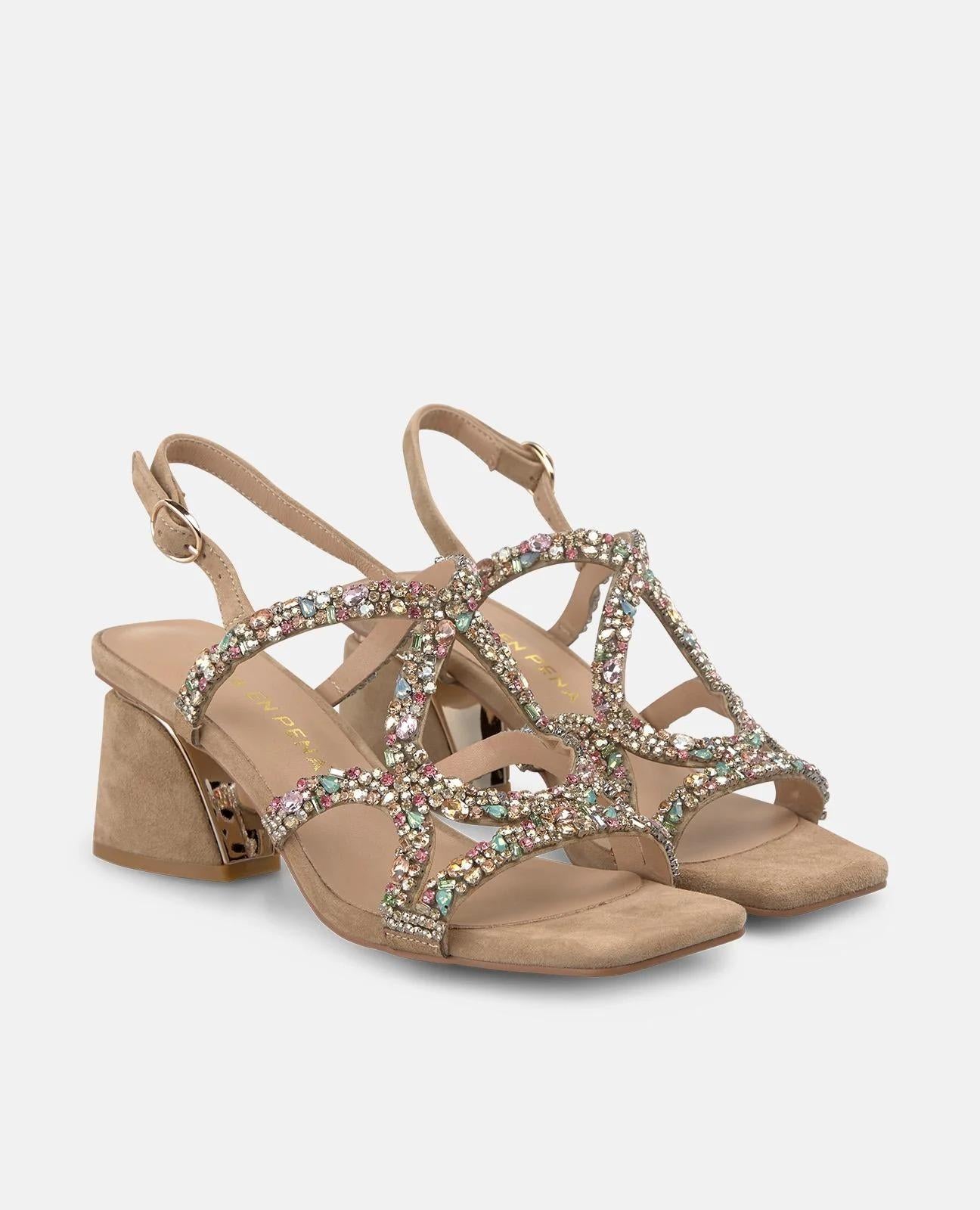 Sandalo con strass e cinturini sottili 3001 SUEDESAND ALMA EN PENA