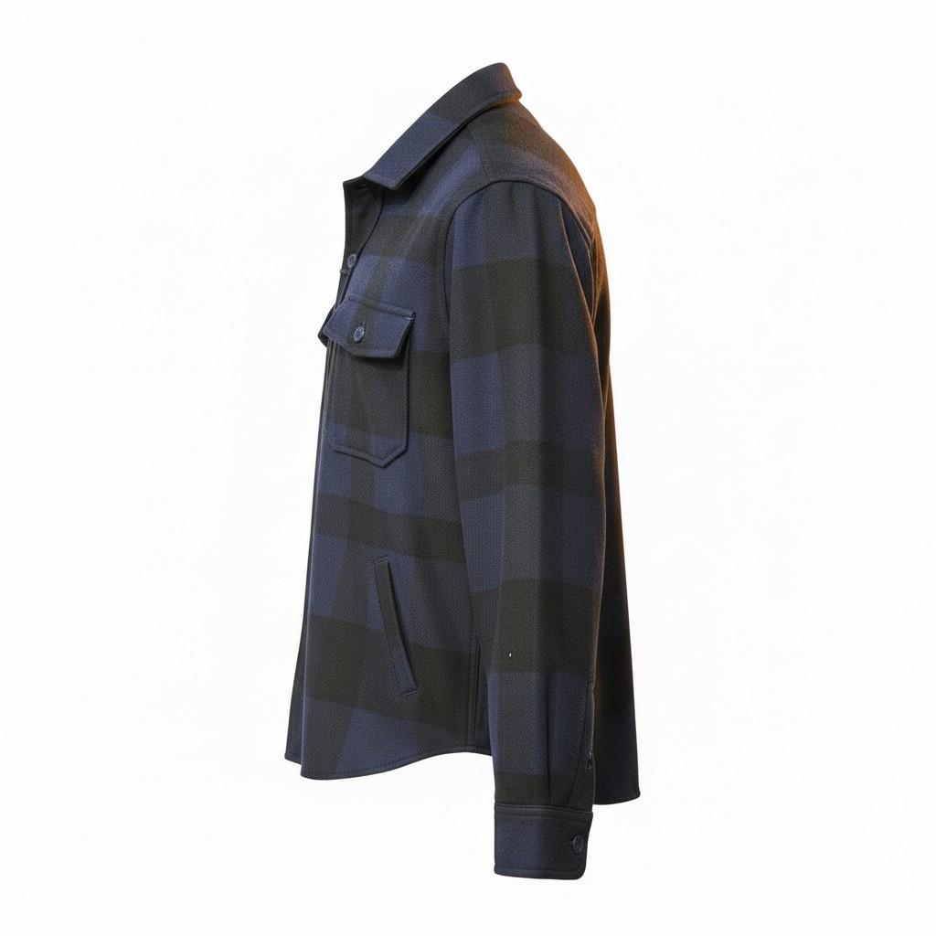 overshirt inbottita in lana Bl'ker HUNTERCHECK NAVY BL'KER