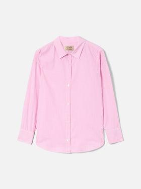 Camicia Cristal in cotone a righe rosa con ricamo Meet Me In Saint Barth<BR/> CYS0001 00810L MC2 SAINT BARTH