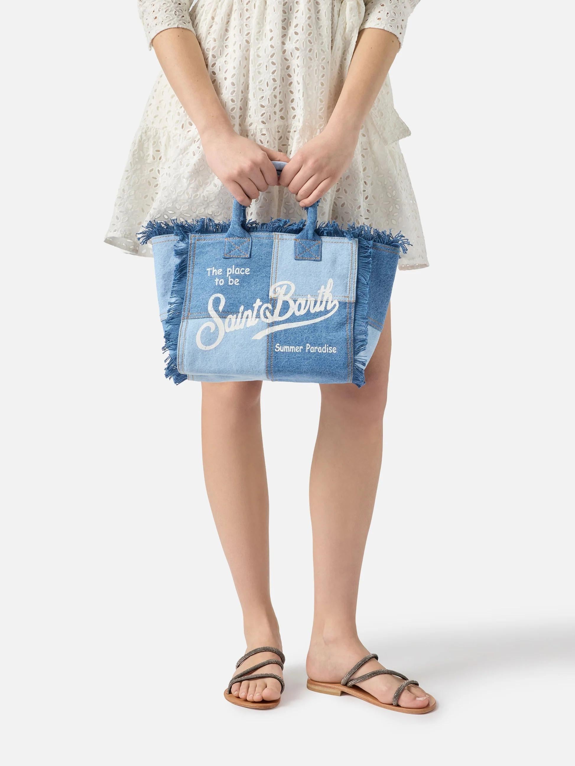Borsa Colette in denim patchwork<BR/> COL0001 00402L MC2 SAINT BARTH