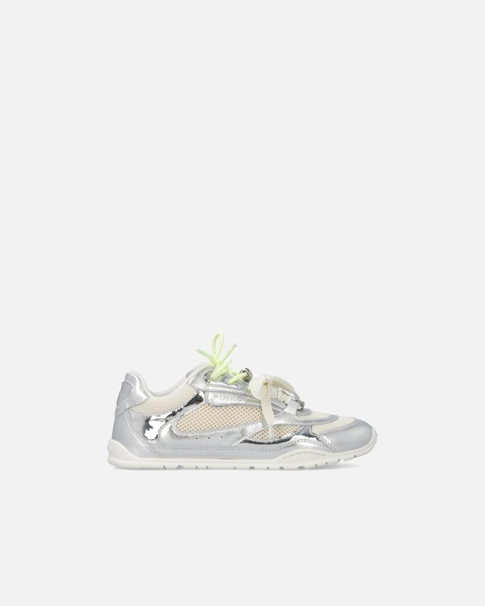 Sneakers laminate con lacci doppi e applicazioni gioiello<BR/> SS0185P146 ZZF PINKO