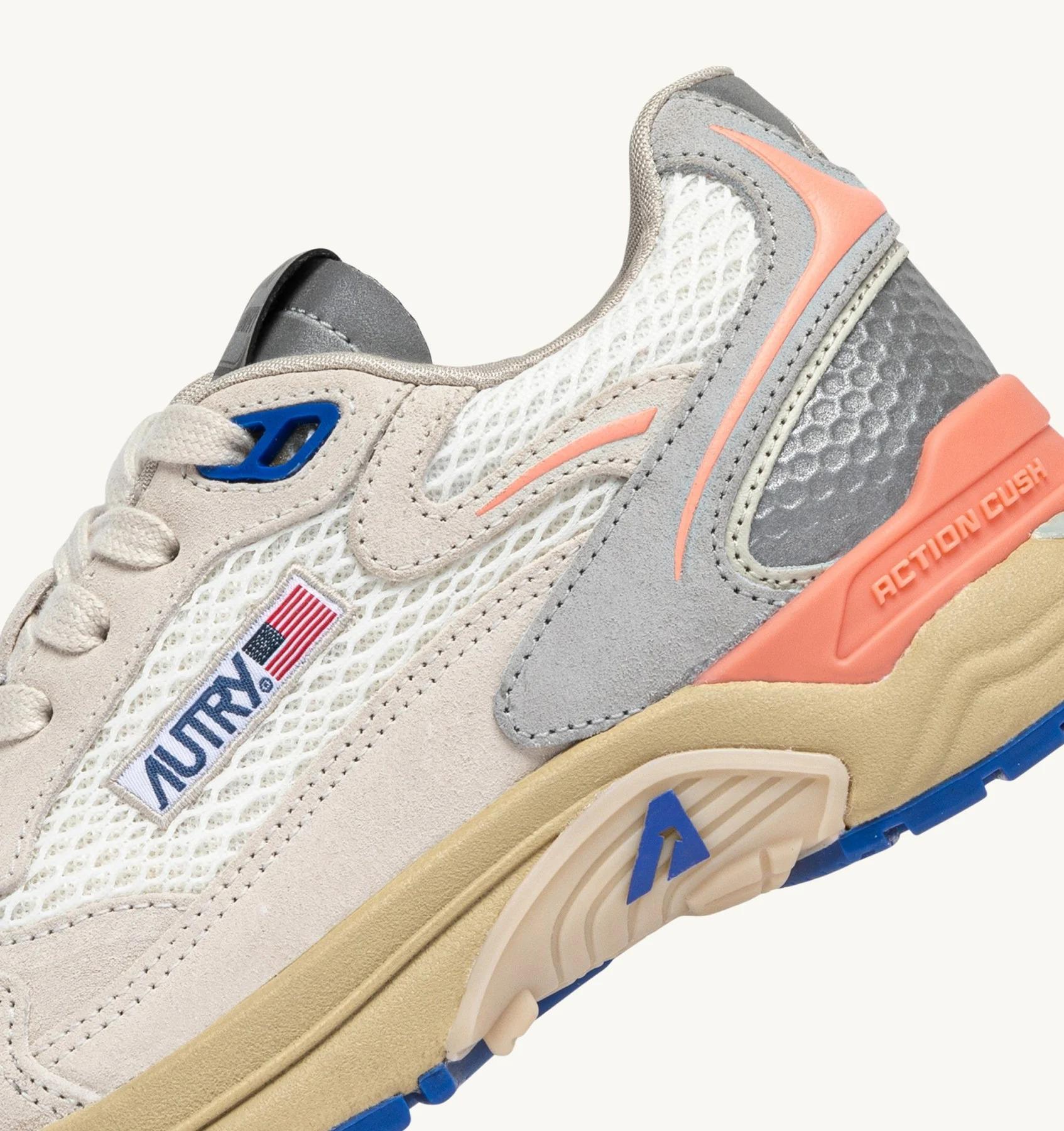 SNEAKERS HYPERWAY IN MESH E SUEDE BIANCO E PEACH PINK<BR/> HYLW HU02 AUTRY ACTION SHOES