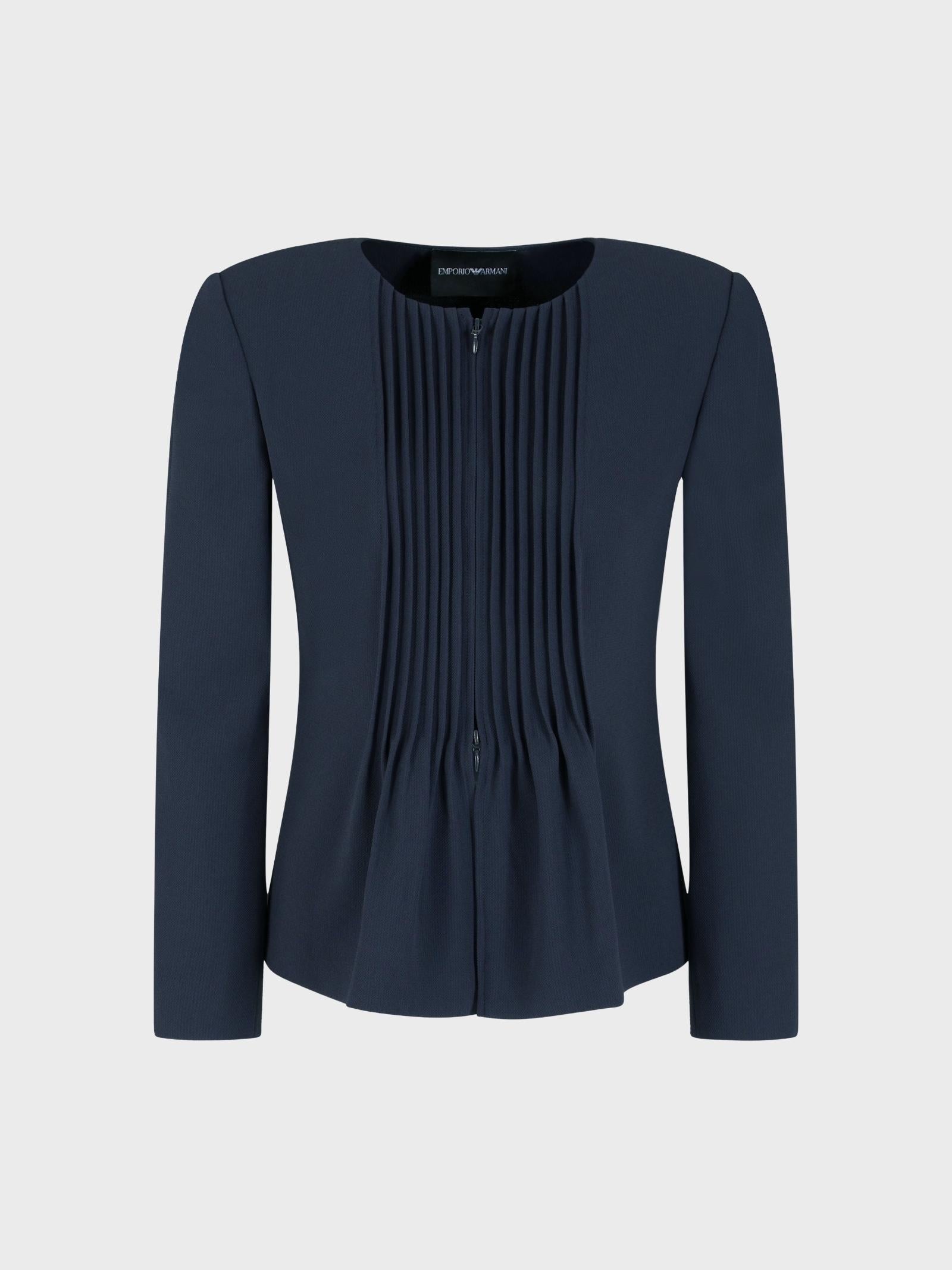 Giacca girocollo con plissé frontale EW000850AF12514 UB115 ARMANI