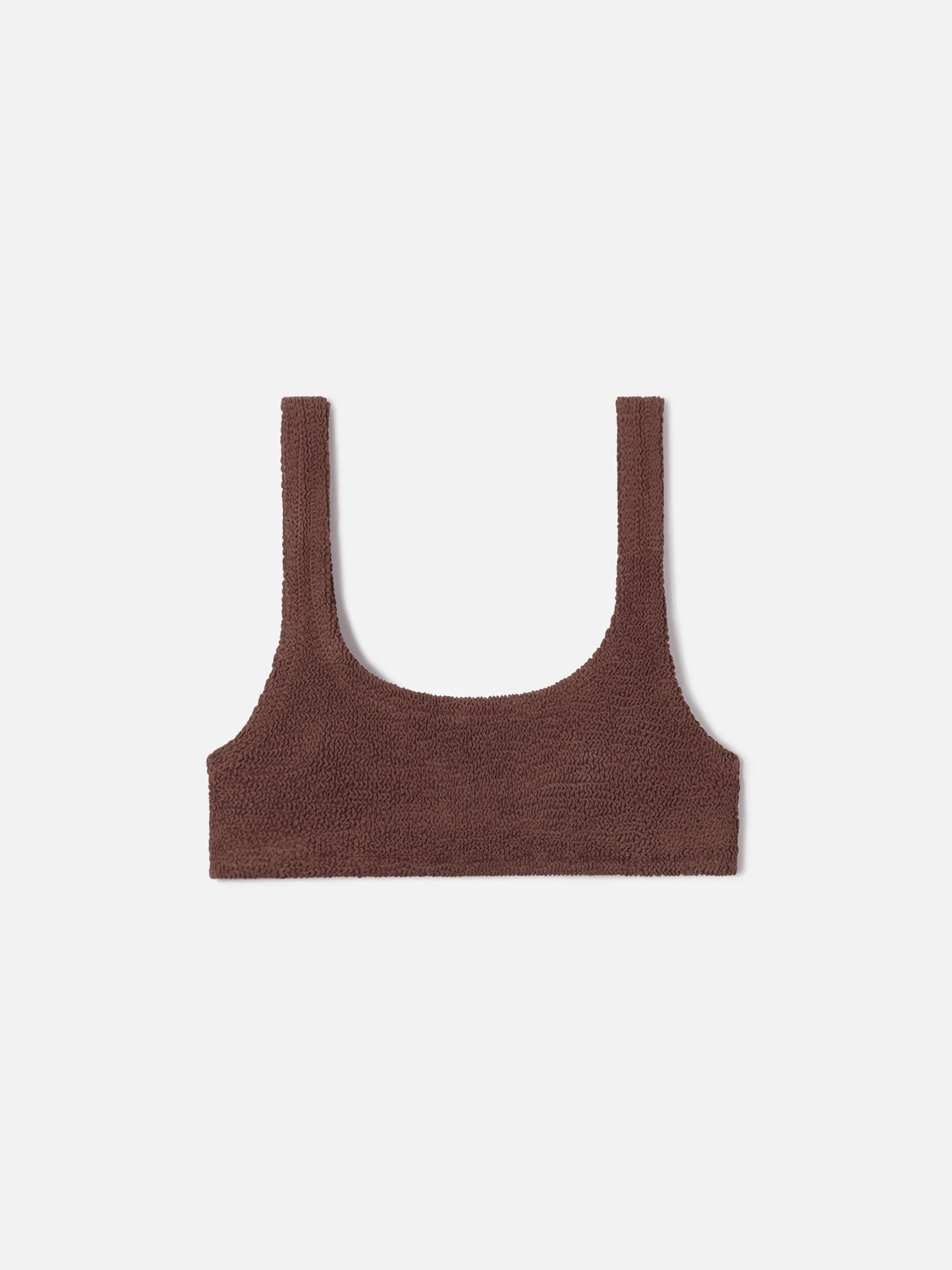 Top bikini Naima bralette in tessuto crinkle marrone NAIM002 00036L MC2 SAINT BARTH