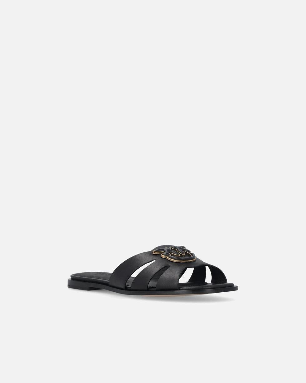 Ciabattine in pelle con logo Love Birds SD0463P001 Z99 PINKO