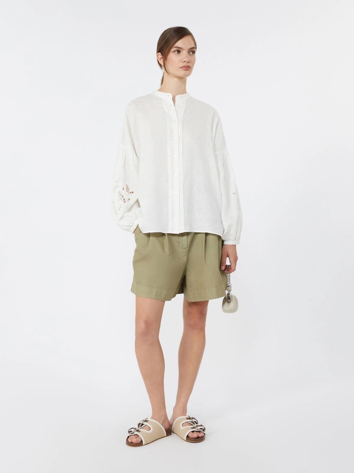 Camicia alla coreana in tela di lino - BIANCO<BR/> WKDESTRO 001 WEEKEND