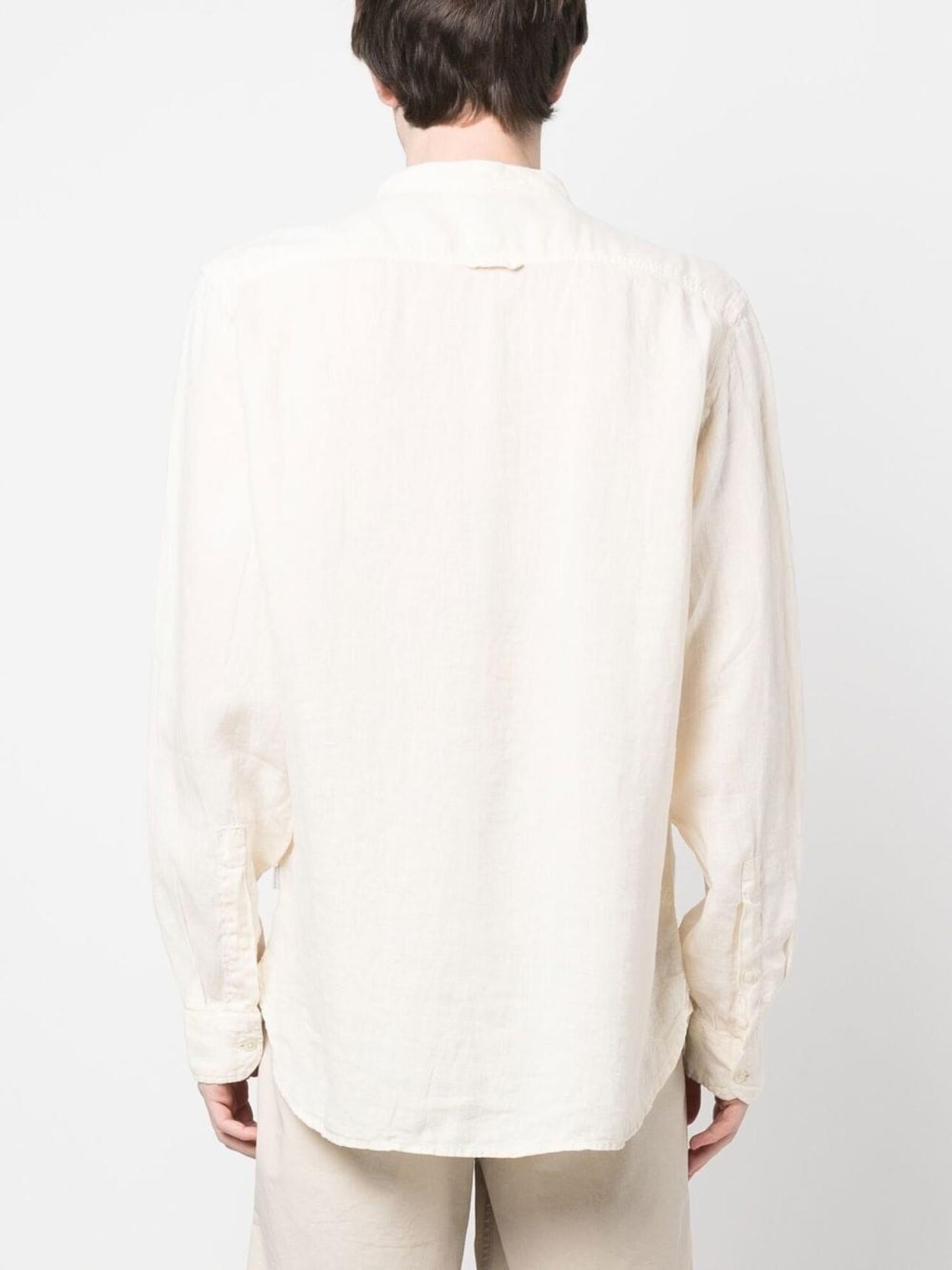 Camicia uomo in lino con collo coreano