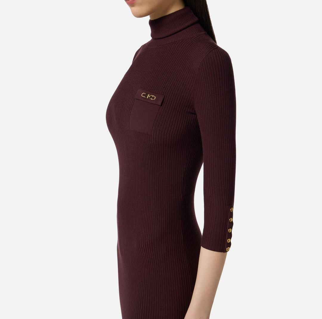 Abito in maglia a costine con taschino AM23B56E2 EA4 ELISABETTA FRANCHI