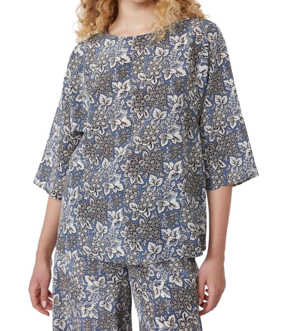 Blusa in crêpe de Chine di seta stampata WKDGINNICO 007 WEEKEND