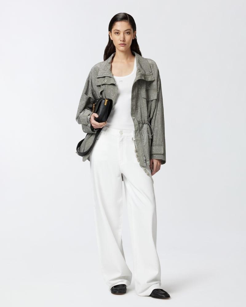 Pantaloni larghi loose fit con catena gioiello